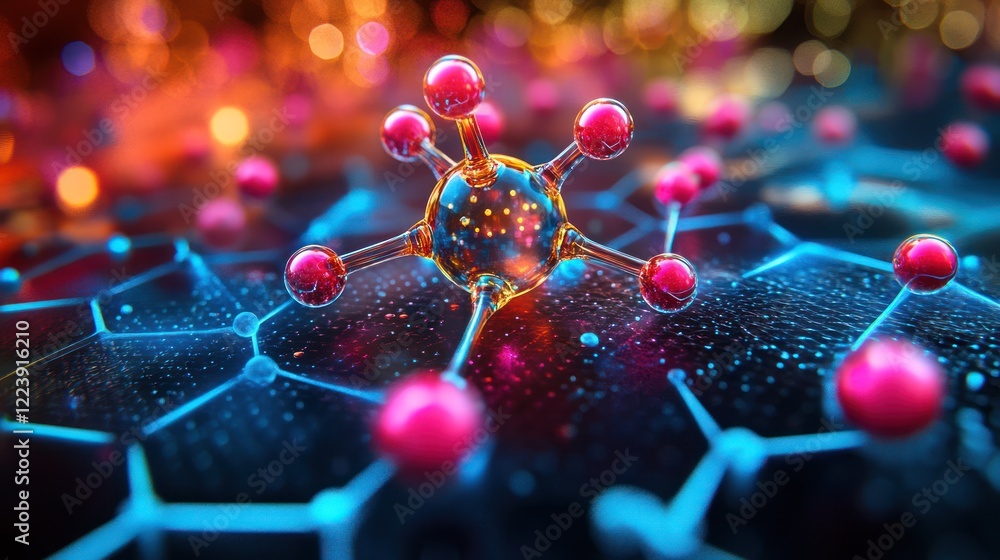 Poster abstract molecule model on a network.