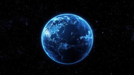 Fototapeta premium A digital illustration of a globe spinning in space with glowing lights.