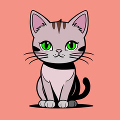 Simple Kitten Design 2d Drawing Vector Cartoon