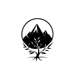 Majestic Mountain Landscape: A Tree's Silhouette Against a Panoramic View