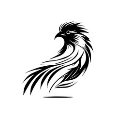 Abstract Black and White Bird Vector Illustration: Elegant Avian Design, Nature-Inspired Graphic, Minimalist Wildlife Art
