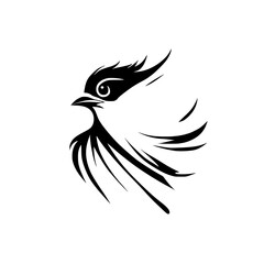 Obraz premium Abstract Bird: Black and White Avian Design. A stylized bird illustration, perfect for logo, symbol, or graphic design projects. Minimalist and elegant vector art.