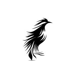 Abstract Bird Silhouette: Elegant Black and White Avian Design. Perfect for nature-themed logos, wildlife art, and minimalist graphic designs.