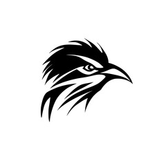 Majestic Bird Head: A Black and White Vector Illustration of Avian Wildlife. Perfect for nature lovers, graphic designers, and wildlife enthusiasts.