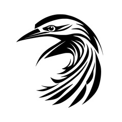 Majestic Bird of Prey: Abstract Black and White Vector Art.  A stylized illustration of an eagle or hawk, perfect for nature-themed designs and branding.