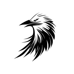 Majestic Eagle Head: A Black and White Vector Illustration of a Powerful Bird of Prey. Perfect for logos, tattoos, and more!