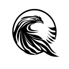 Obraz premium Majestic Eagle: Black and White Avian Art, Wildlife Bird Logo Design