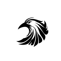 Obraz premium Majestic Eagle Head: A Black and White Vector Illustration of a Bird of Prey, Perfect for Logo Design and Wildlife Art