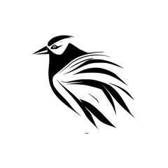 Elegant Black and White Bird Vector Illustration: Minimalist Avian Design, Perfect for Nature-Inspired Logos and Graphic Designs