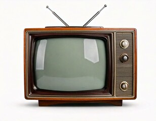 Front view old vintage tv isolated on white background