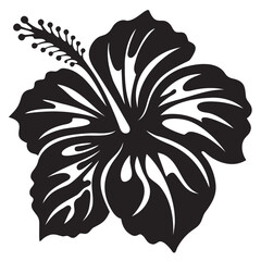 High-Quality Hibiscus Black Silhouette Illustration for Transparent Background © QuickDesign24