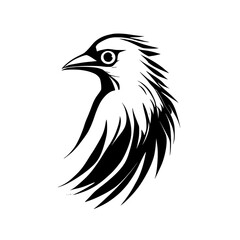 Elegant Black and White Bird Illustration: Minimalist Avian Profile Design
