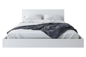 Modern White Bed with Gray Blanket