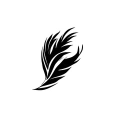 Obraz premium Elegant Black Feather: Minimalist Botanical Line Art Design. Simple, nature-inspired graphic with a clean, elegant aesthetic. Perfect for logos, prints, and decorations.