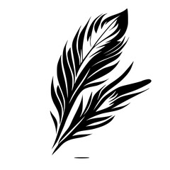 Obraz premium Elegant Black and White Feather: Vector Graphic Design, Minimalist Style, Abstract Art Illustration