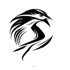 Fototapeta premium Abstract Bird: Black and White Vector Graphic Design. Perfect for logo, icon, or stylish illustration. Minimalist and elegant, this artwork is a creative symbol of nature.