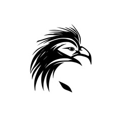 Majestic Eagle Head: A Black and White Vector Illustration. Perfect for nature lovers and graphic designers seeking a minimalist, stylized bird design.