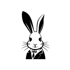 Elegant Bunny in a Suit: A Classy Rabbit Vector Illustration. Perfect for Easter, fashion, or whimsical designs.