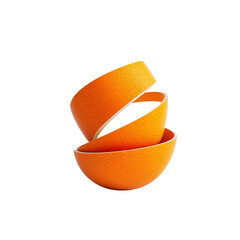 Citrus Burst: Three vibrant orange peels, with their textured rinds, form a captivating, abstract composition against a crisp background. This image evokes feelings of freshness, vitality.