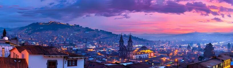 Obraz premium panoramic view of the city at dusk