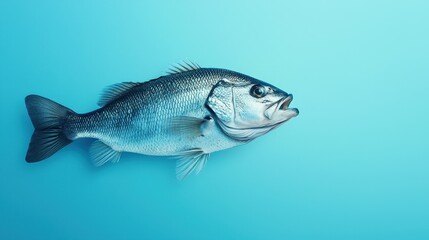 Close Up of a Speckled Fish on a Vibrant Blue Background