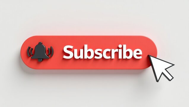 Red Subscribe Button With Bell Icon And Cursor - Powered by Adobe