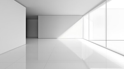 Fototapeta premium Minimalist Modern Room Design With Large Windows