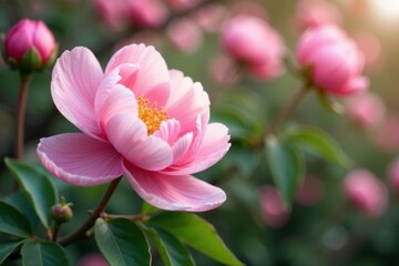 Obraz premium Soft pink peony blossoms unfold on the tree's branches, tree, pink flowers, blossom