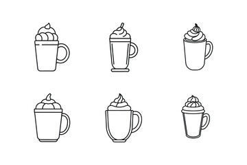 pumpkin spice latte icon line art vector illustration