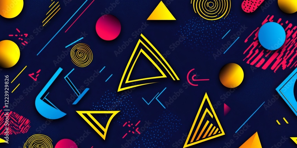 Aufkleber colorful geometric shapes combine to create a vibrant, dynamic abstract background, featuring circle