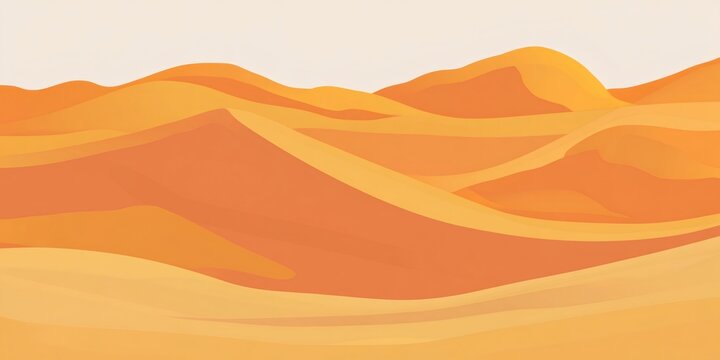 Minimalist vector illustration of a desert landscape with sand dunes forming a wavy pattern, perfect for backgrounds and travel projects