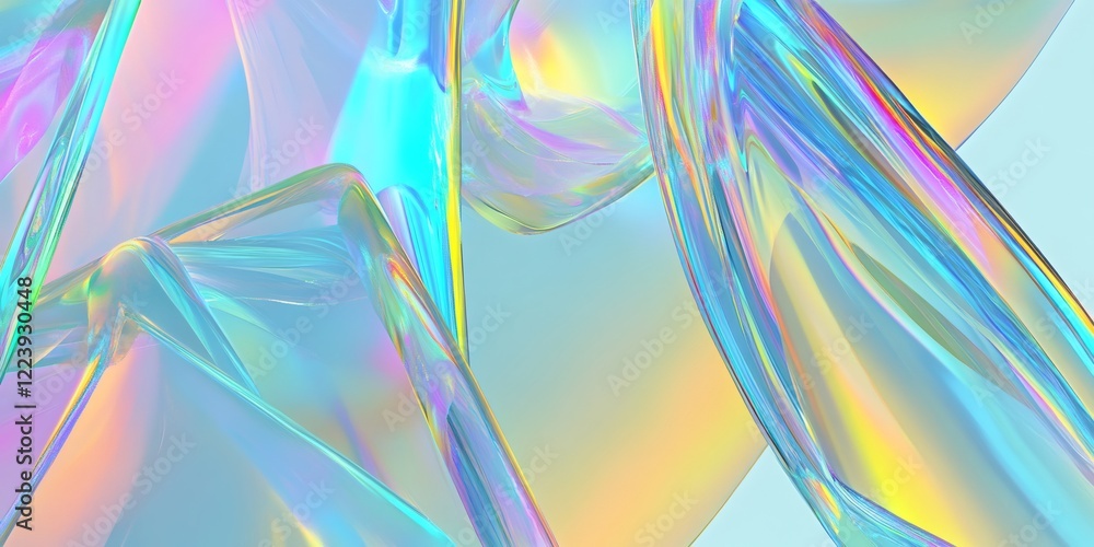 Aufkleber iridescent fluid shapes swirling in dynamic abstract pattern, revealing futuristic color gradients w