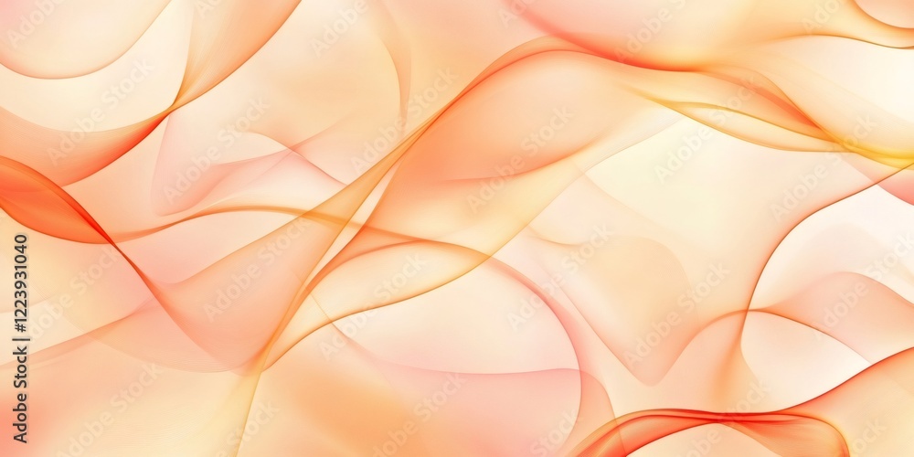 Poster soft wavy pattern blending warm orange and peach hues, creating smooth gradient design with elegant,