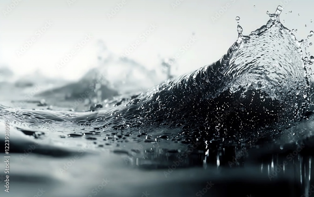 Aufkleber Close-up of water splashing, creating dynamic wave patterns.