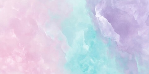 Fototapeta premium Watercolor background blending soft pastel pink, blue, purple hues, generating serene, ethereal mood