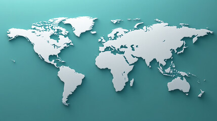 A 3D world map rendered on a soft pastel gradient background showcasing global connectivity with sleek design, minimalistic style, and a bright, modern tone for clean visuals and space for captions

