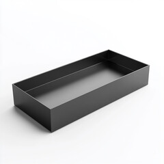 Naklejka premium Empty Black Rectangular Tray - Modern Design
