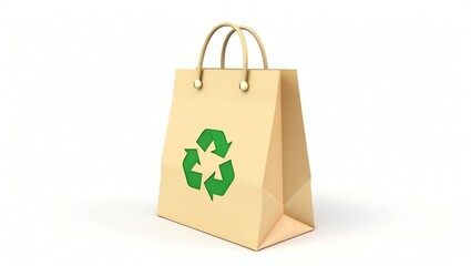 Recycled Paper Shopping Bag With Green Recycling Symbol