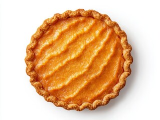 Top view of a delicious sweet potato pie with a wavy crust.