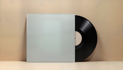 Blank vinyl record album cover mockup. Empty template for music album design. Modern retro vintage style. Creative display of music album. Analog record. Blank space for design. Hipster aesthetic.