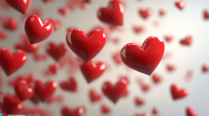 Obraz premium Red hearts floating in dreamy background