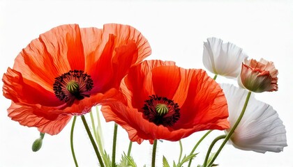 Obraz premium Firefly Poppy flowers isolated on white background 