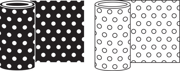 outline silhouette rolled bubble wrap icon set