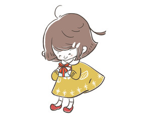 プレゼントを見て笑う女の子
