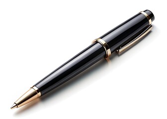 Black Pen, White Background, Writing, Drawing, Stationery, Office Supplies,  Perfect for Note Taking,  High-Resolution Image