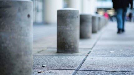 Concrete Bollard: A durable, short concrete post, used to manage traffic flow or protect pedestrians by providing a barrier in high-traffic zones.