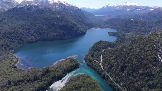 Aerial view of Lago Verde at the Los Alerces National Park, Argentina.