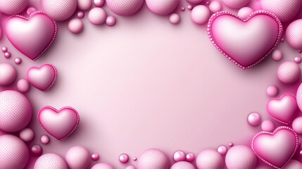 Pink heart and bubble background with soft gradient