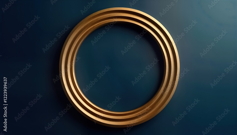 Poster luxury golden circular frame on dark navy background. elegant design for invitation card poster. min