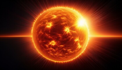 Fototapeta premium fiery planet, cosmic inferno, celestial body, burning star, fiery sphere